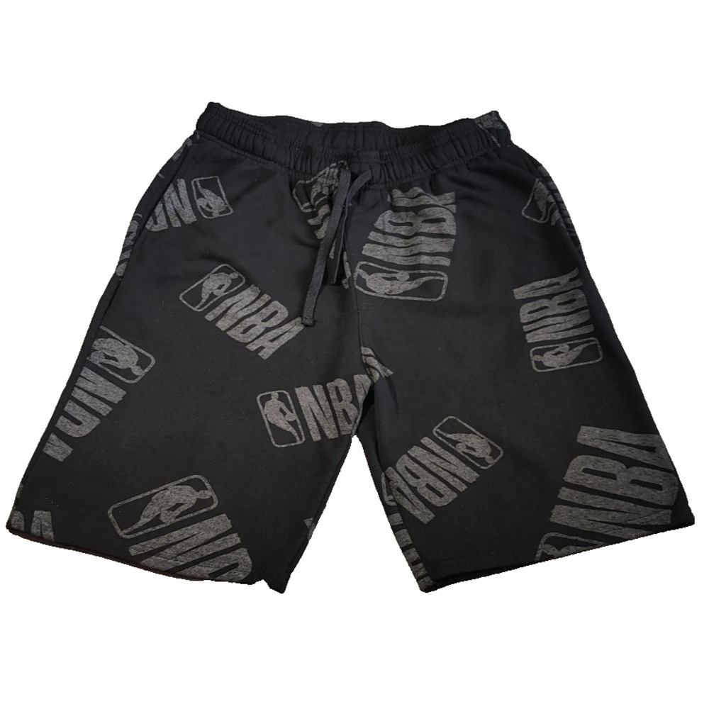 NBA Men's Black Trainer Shorts Size Small Large NBA Pattern Sweat Drawstring‎
